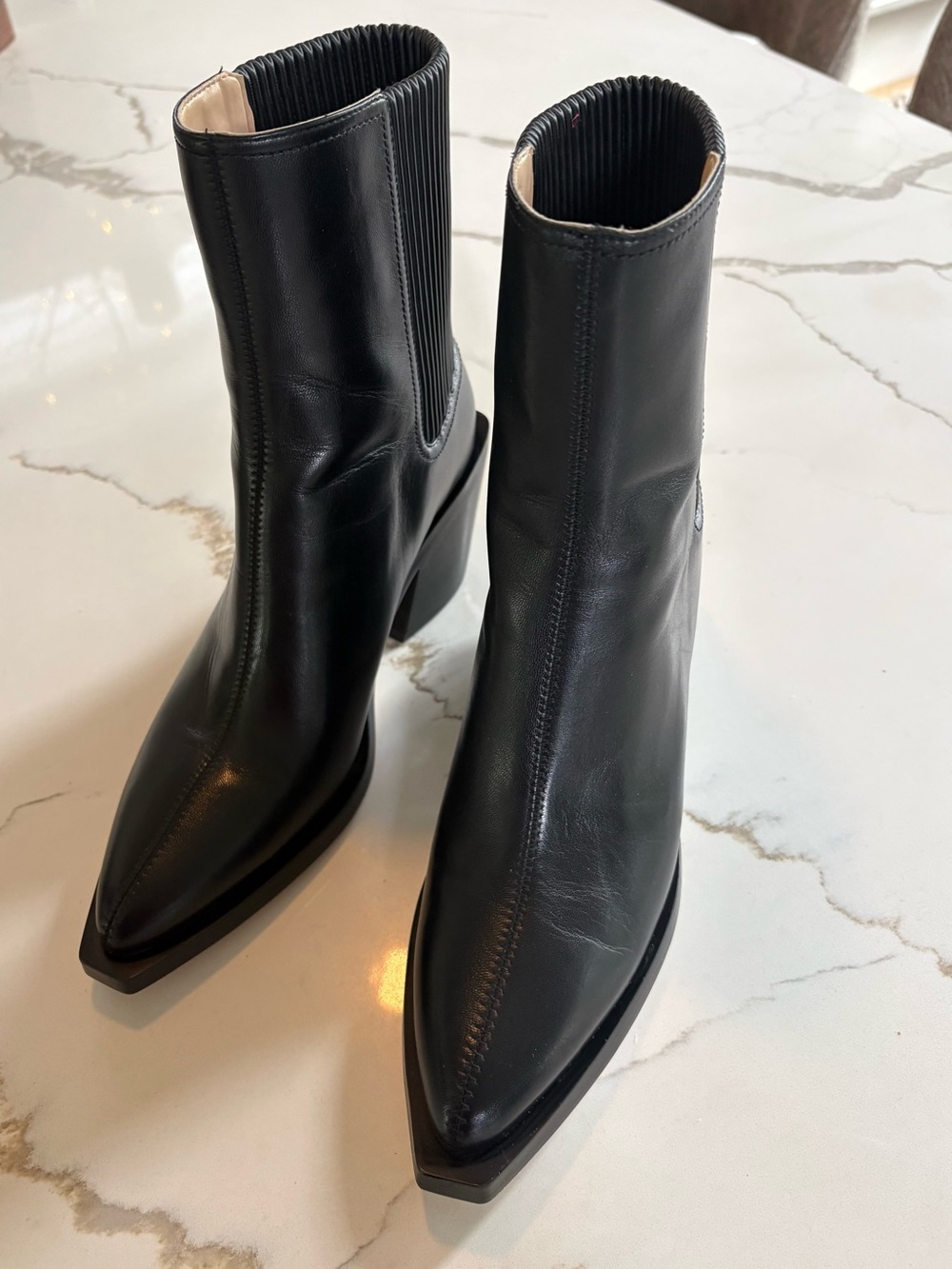 Coach Prestyn Black Leather Pointed Toe Ankle Booties